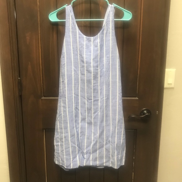 Linen material blue dress - Picture 3 of 6